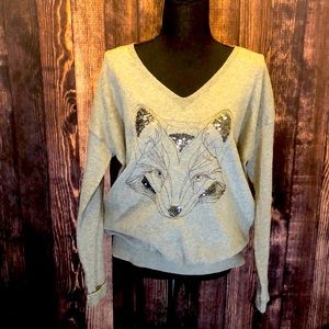 NWOT Promod rare sequin embroidered fox sweater